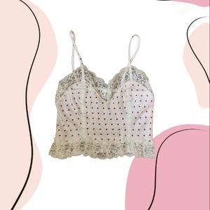 Vintage Intimate Details Intimes polka dot lace tank top